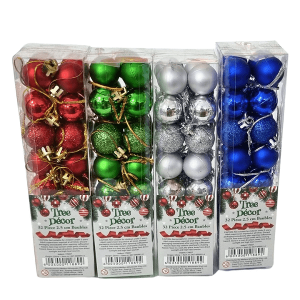 32-Piece Shiny Christmas Tree Ball Set 25mm