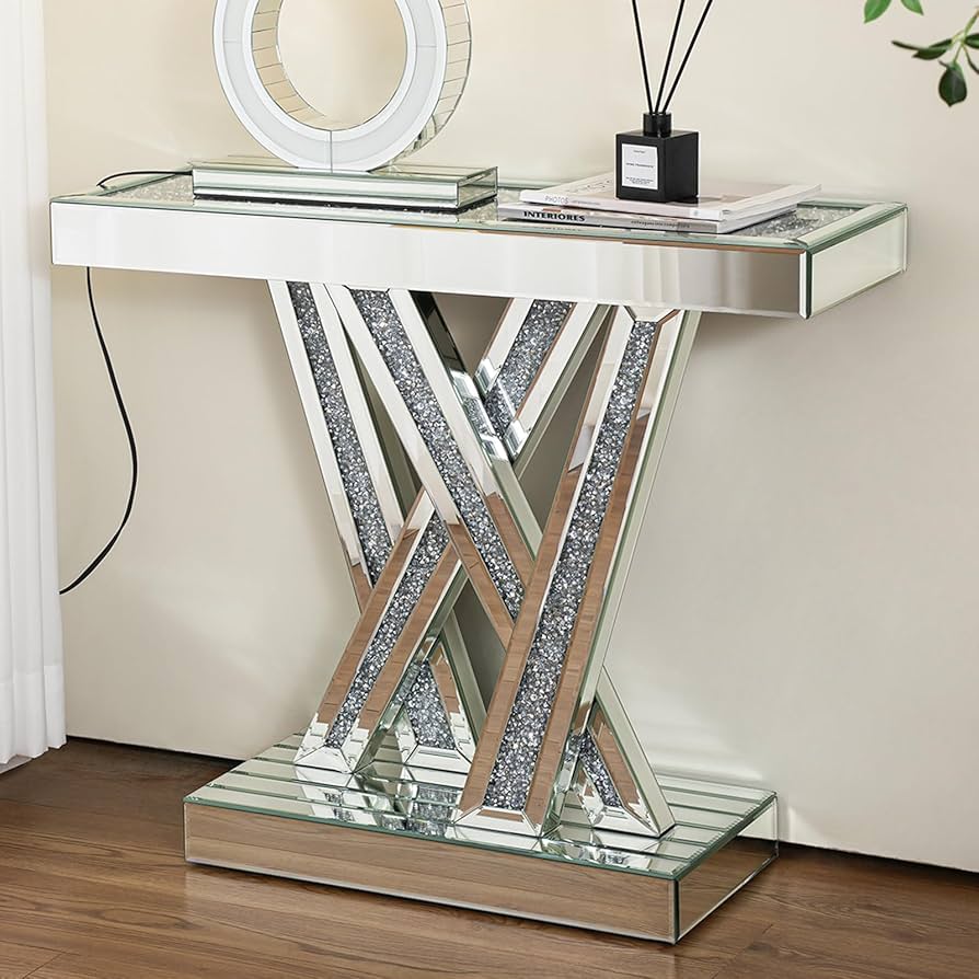 Crystal Cascade Luxury Mirrored Console Table