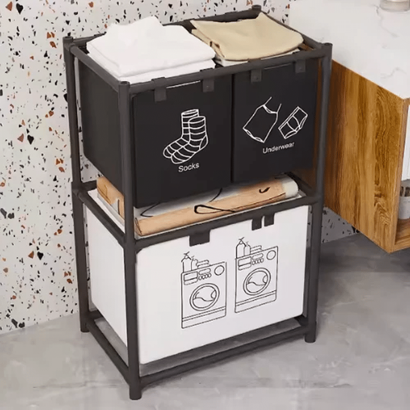 4-Section Laundry Sorter with Dual-Tier Design