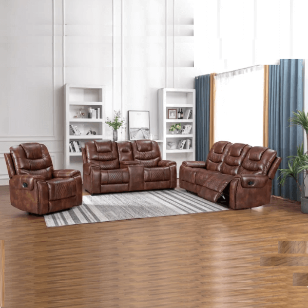 Luxurious Brown Leather Rhyme Recliner Lounge Suite