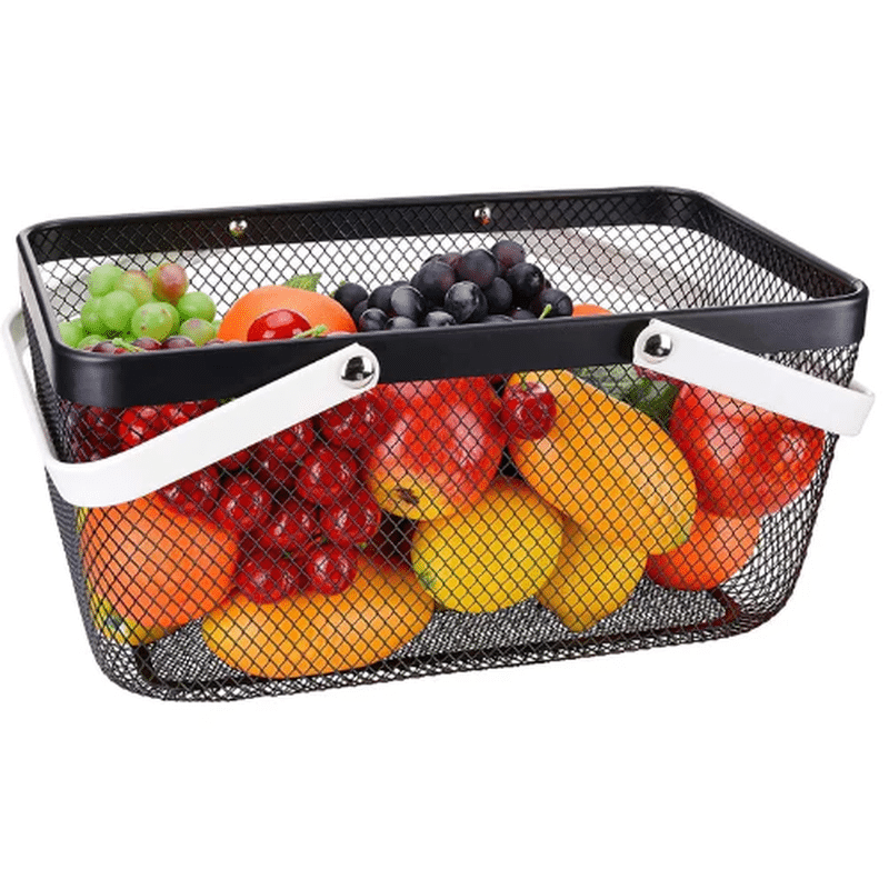 Mesh Fruit Basket with Wooden Handle