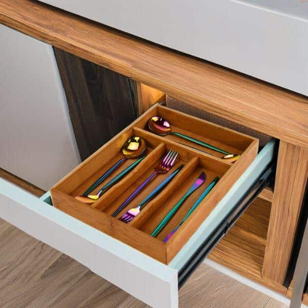 4 Compartment Bamboo Drawer Organizer