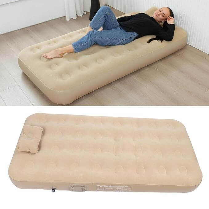 Inflatable Single Air Mattress with Built-in Pump