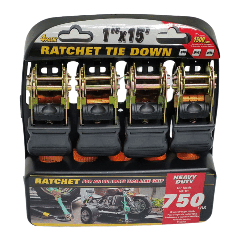 4-Pack Heavy-Duty Ratchet Straps