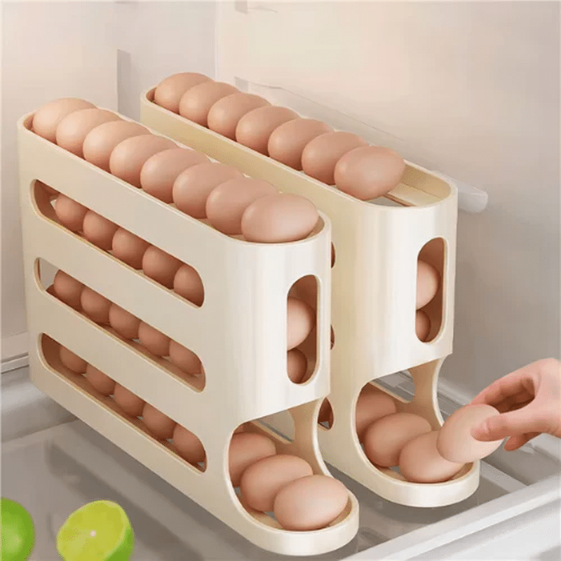 Self-Rolling Fridge Egg Tray for Space-Saving Storage