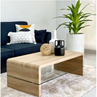 High Gloss Coffee Table with Glass Shelf