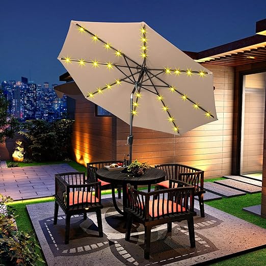 Outdoor Patio Table Umbrella with LED Light