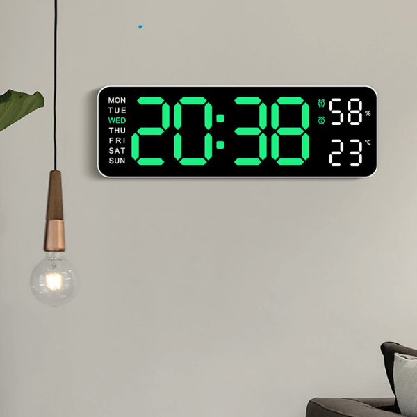 LED Digital Wall Clock with Temperature Display