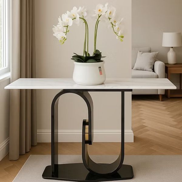 Golden & White Marble Console Table