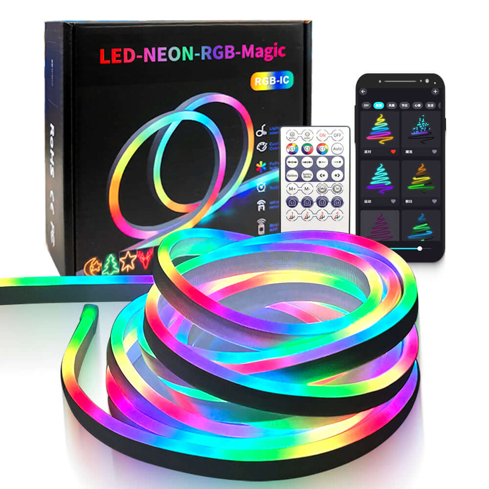 Flexible 5 m Colour-Changing LED Neon Strip with Smart Controller