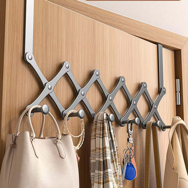Over-the-Door Retractable Metal Hook Rack – Multi-Purpose Organizer
