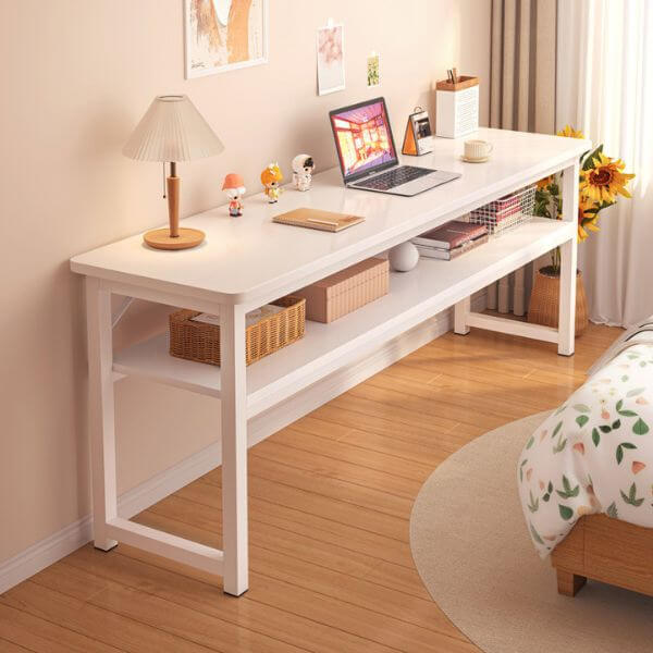 Modern Compact Study Desk with Storage Shelf