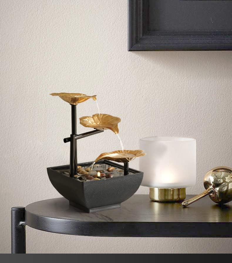 3-Tier Lotus Leaf Tabletop Indoor Water Fountain