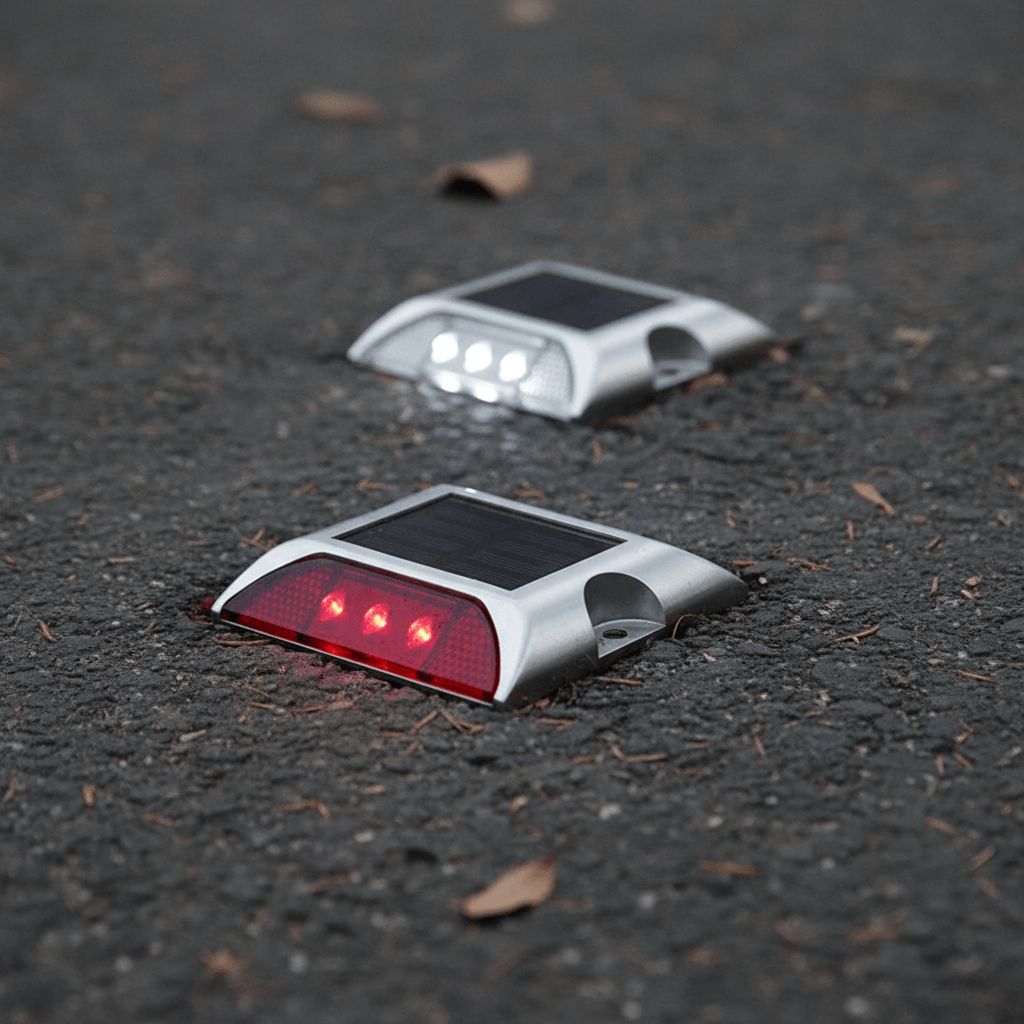 Solar LED Road Stud Light Metal Flashing Red