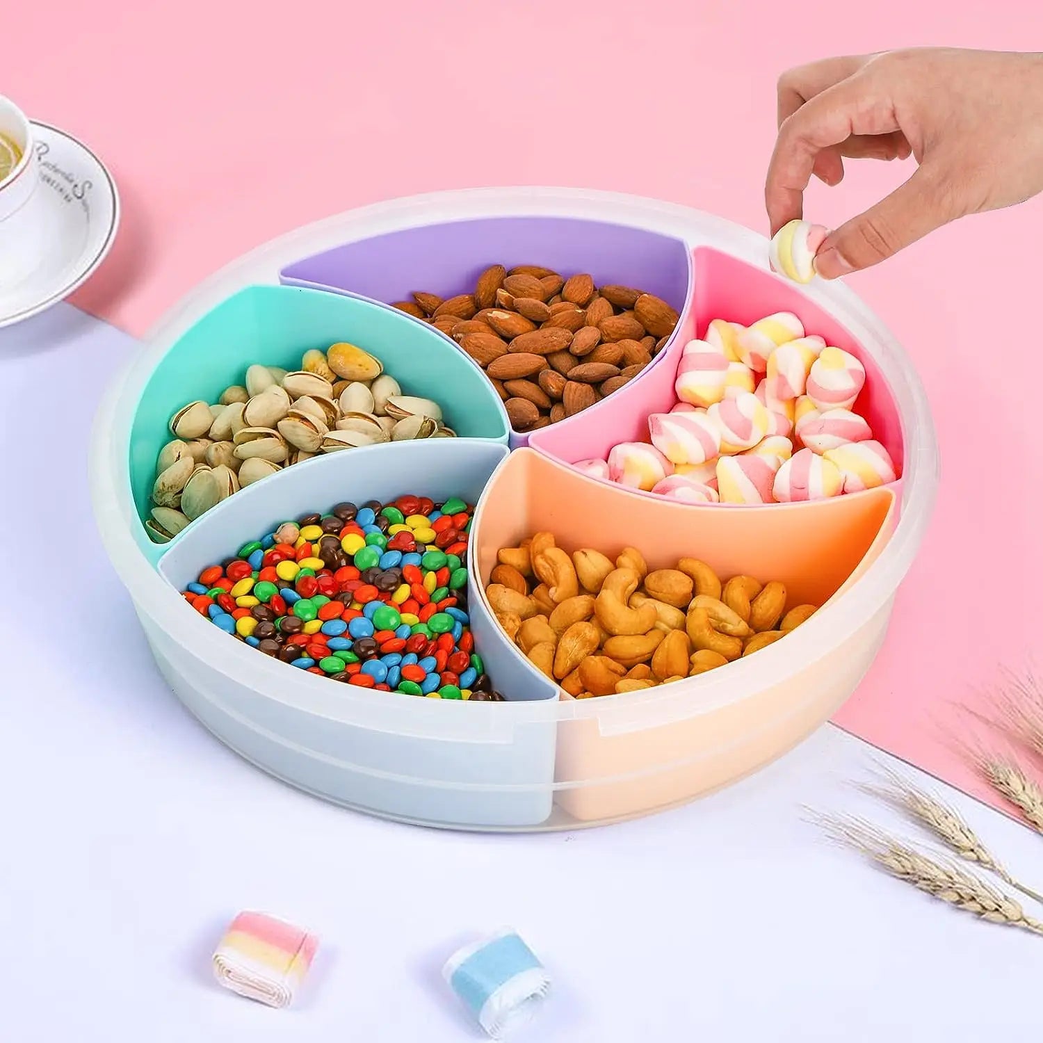 Creative Round Divided Fruit & Snack Serving Tray