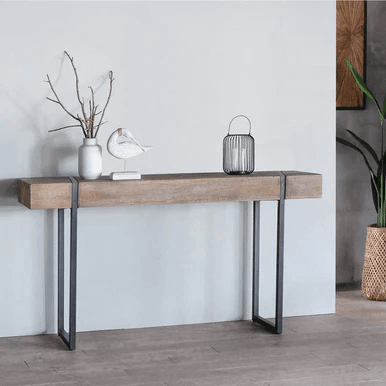 Wood and Metal Rectangular TV Stand