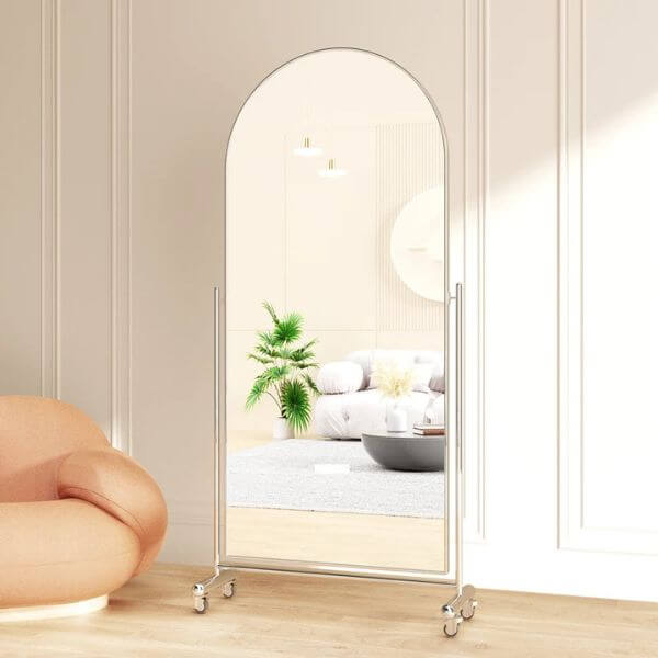 Portable Full Body Mirror with Wheels