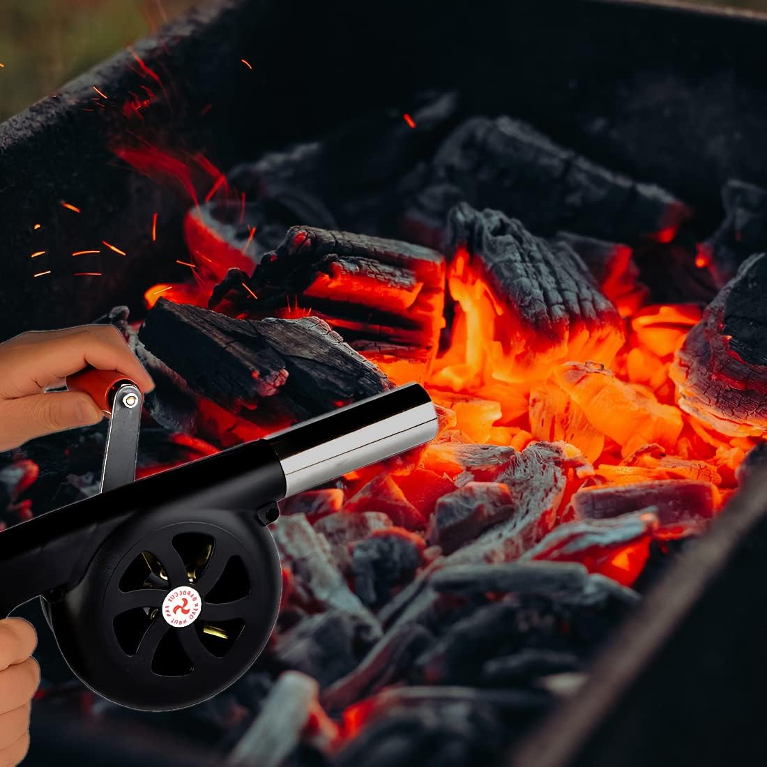 Hand Crank BBQ Fire Blower for Braai and Camping