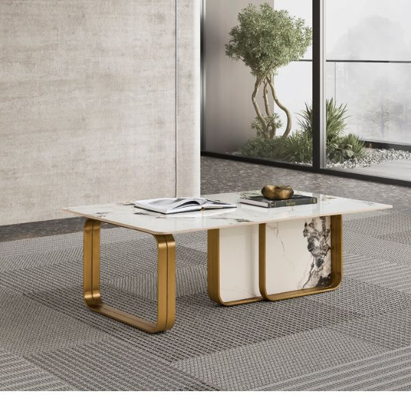 Sintered Stone Coffee Table with Stainless Steel Frame