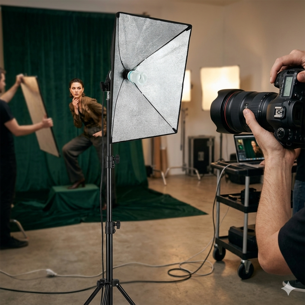 Square Studio Light Box with Single Lamp Holder