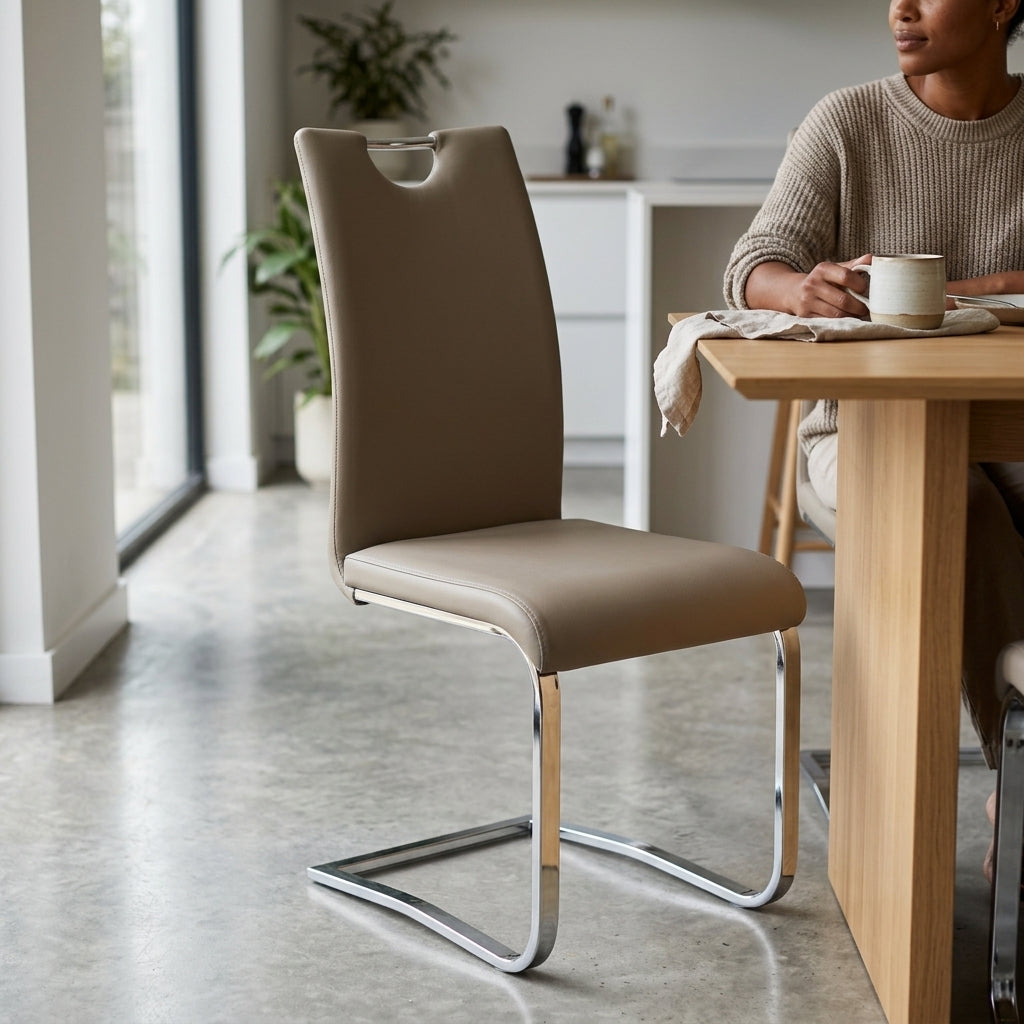 Cantilever Chrome Bar Stool with Backrest