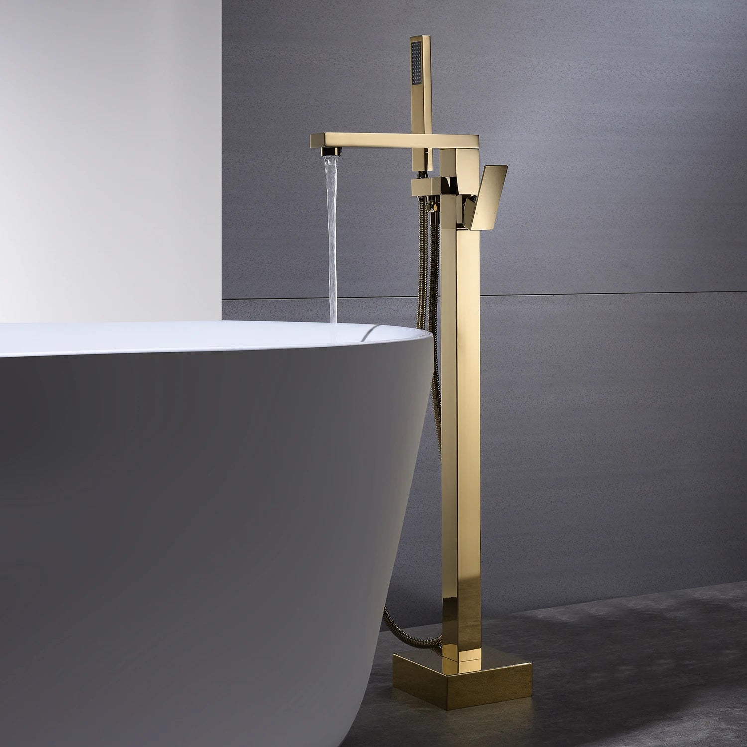 Freestanding Matte Black Square Bathtub Faucet