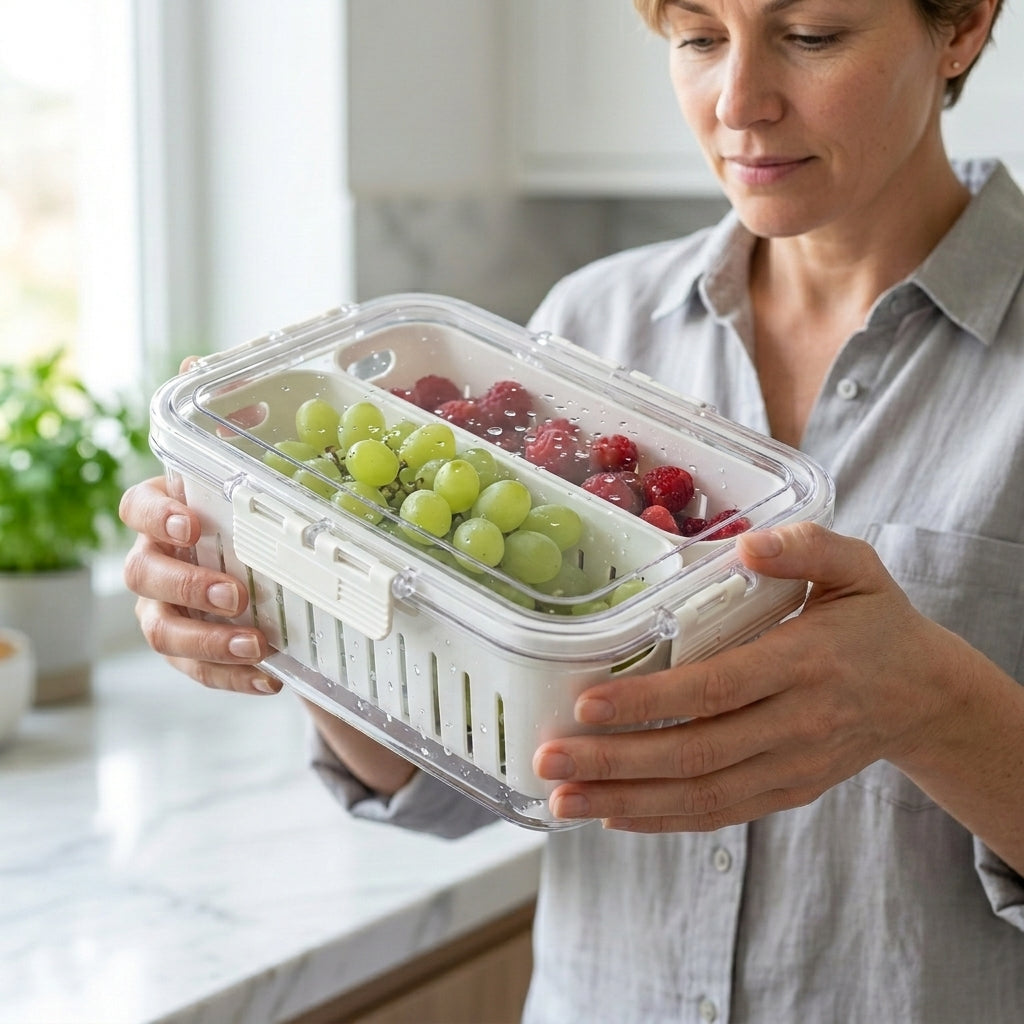 2 Section Plastic Snack Storage Container with Lid