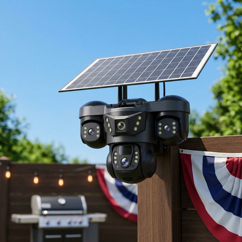 4G Solar Outdoor Security Camera with Triple‑Lens and Solar Power