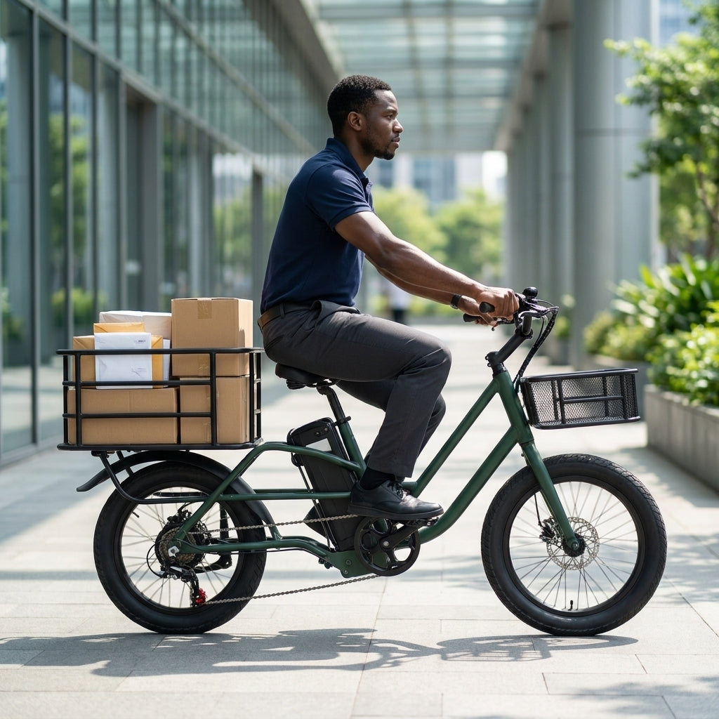 20 Inch Fat Tyre Electric Cargo Bike 350W With Cargo Racks