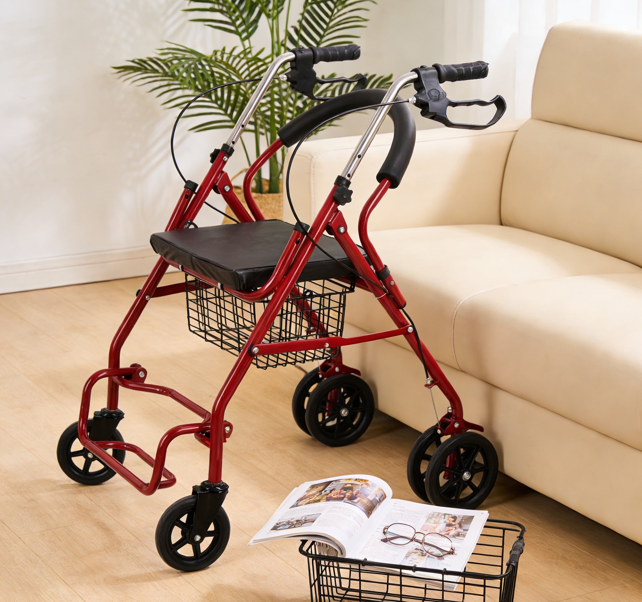 All‑Purpose Foldable Mobility Wheelchair with Attendant Push Handles
