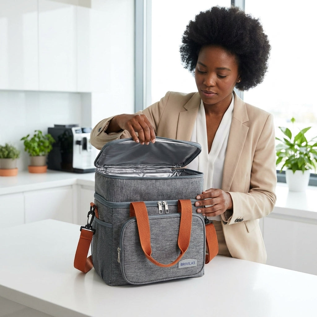 Medium Waterproof Insulated Cooling Lunch Bag with Shoulder Strap