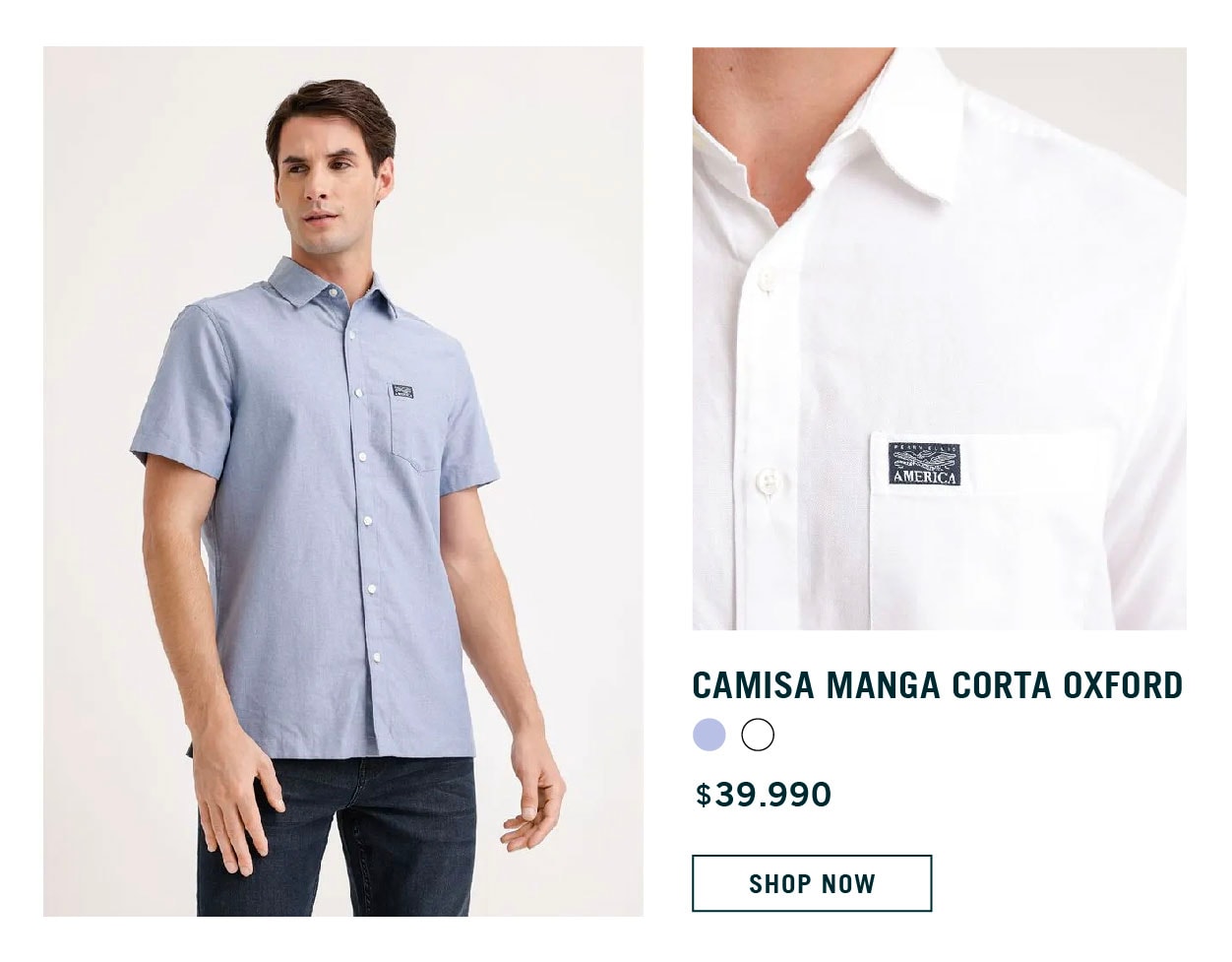 Camisa manga corta oxford