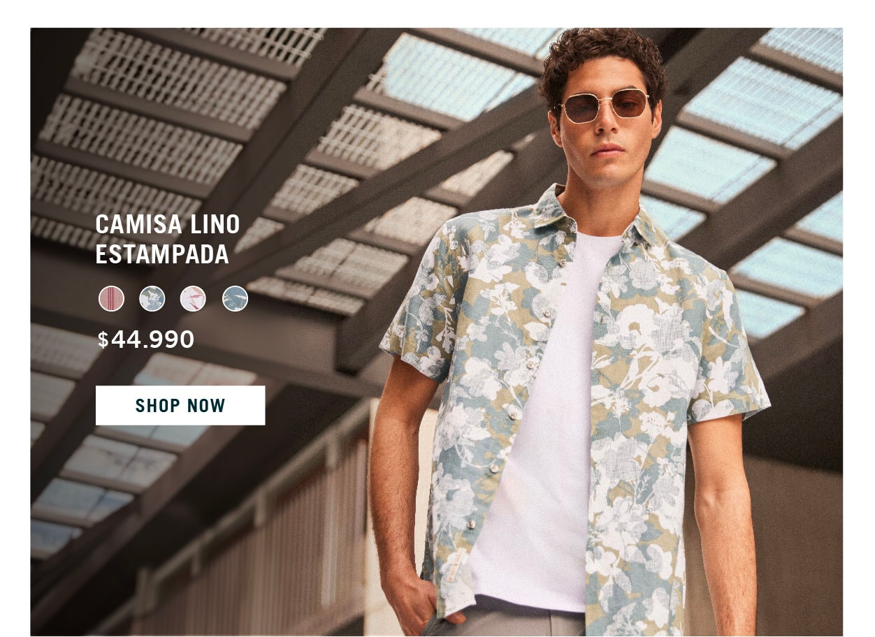 camisa lino estampada