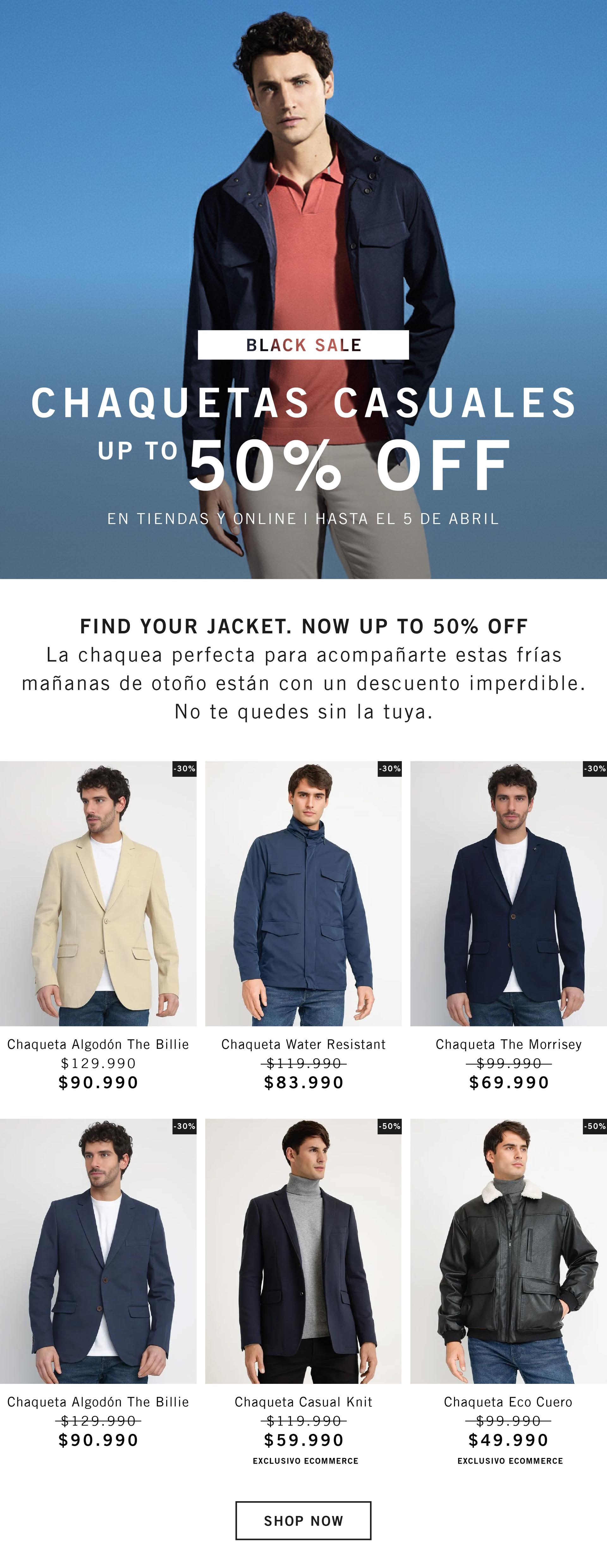 BLACK SALE: CHAQUETAS CASUALES UP TO 50% OFF