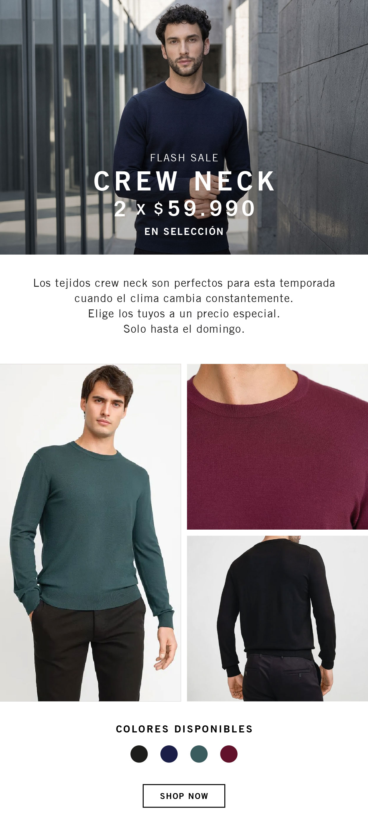 FLASH SALE | Crew Neck: 2 x 59.990