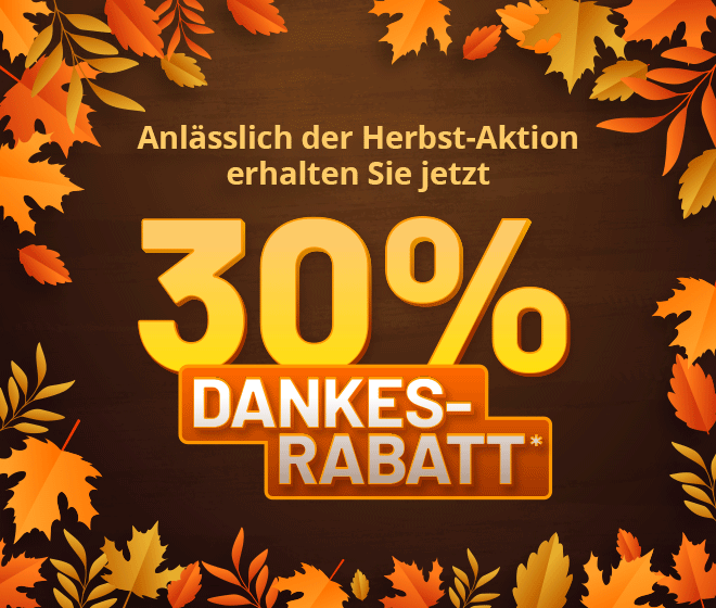 Kein Bild? Jetzt oben Link zu Darstellungsproblemen klicken! - 30% Dankes-Rabatt*!
