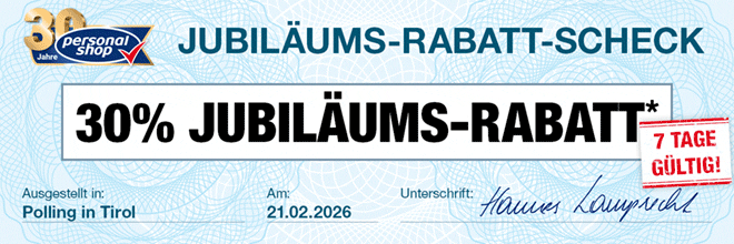 Zum Top-Angebot! - Ihr Jubiläums-Rabatt-Scheck! »