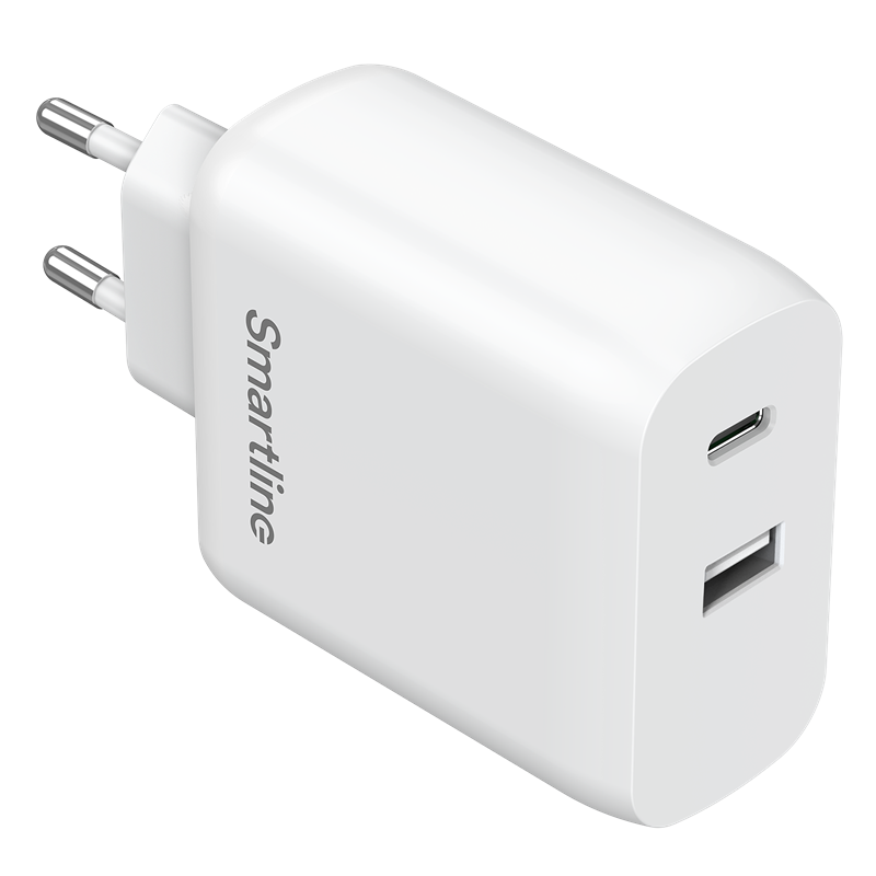 Image of Smartline Power Delivery Laddare GaN 65W Dual USB-C+A Vit