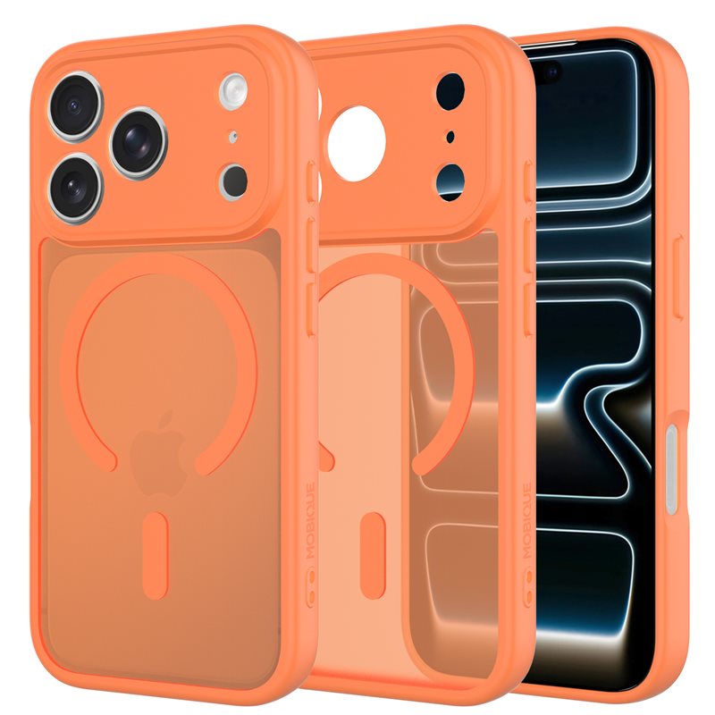 Image of Mobique Magnetic Hybrid Skal iPhone 17 Pro Frosted Orange