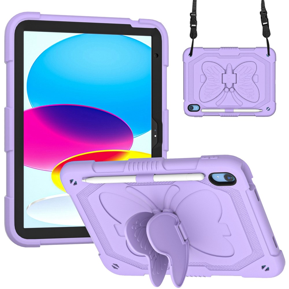 Hybridskal Fjäril med axelrem Apple iPad 11 11th Gen (2025) lila