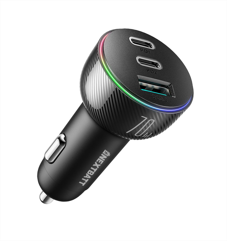 LED Billaddare USB-A + 2 x USB-C 90W Svart