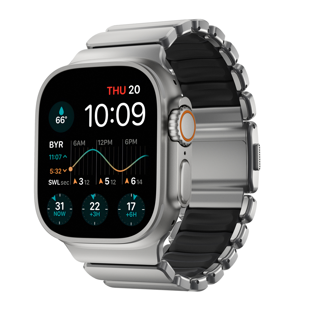 Stratos Band Apple Watch Ultra 49mm 2nd Gen Natural Titanium - Svart