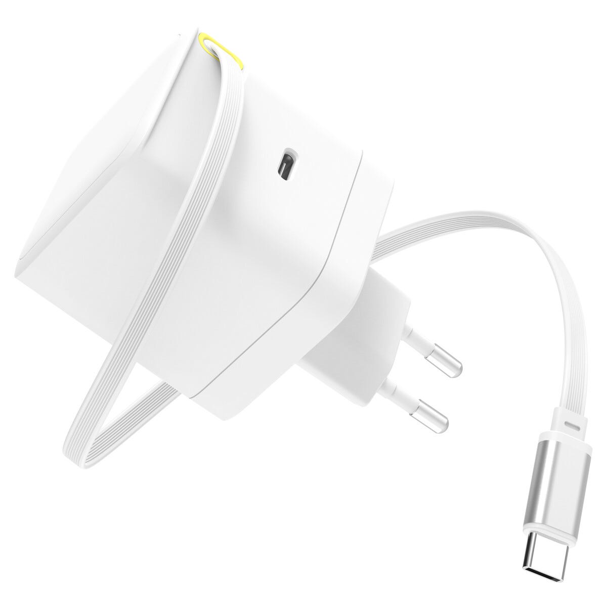 Snabbladdare 65W med integrerad USB-C kabel Vit