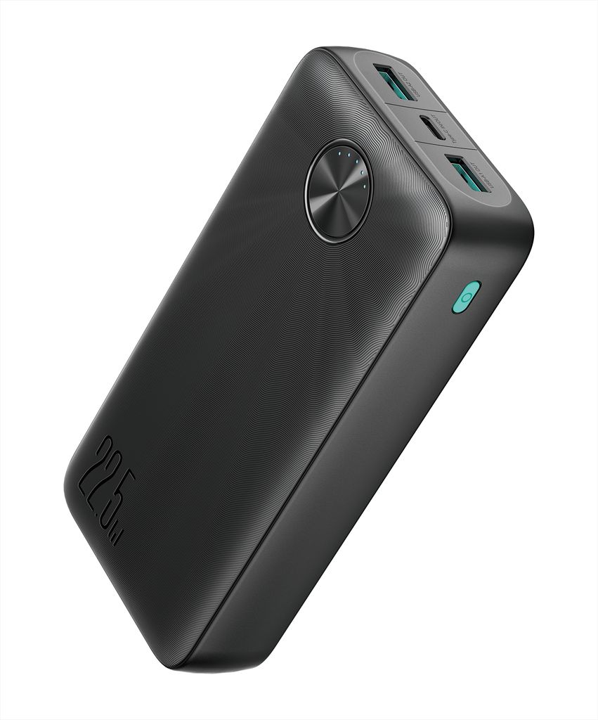 Powerbank 20000 mAh 22.5W LED - Trippel utgång Svart