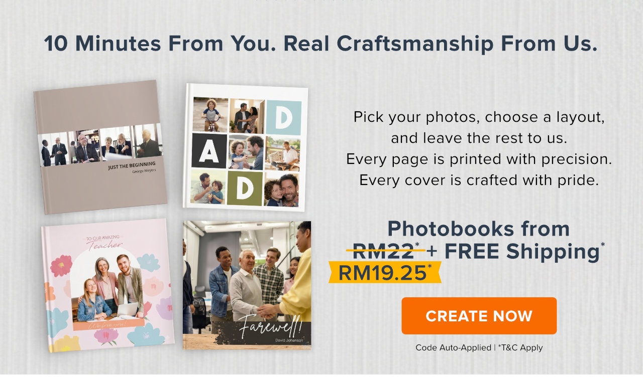 Craft Your Photobook from RM19.25 with Free Shipping* | Create Now