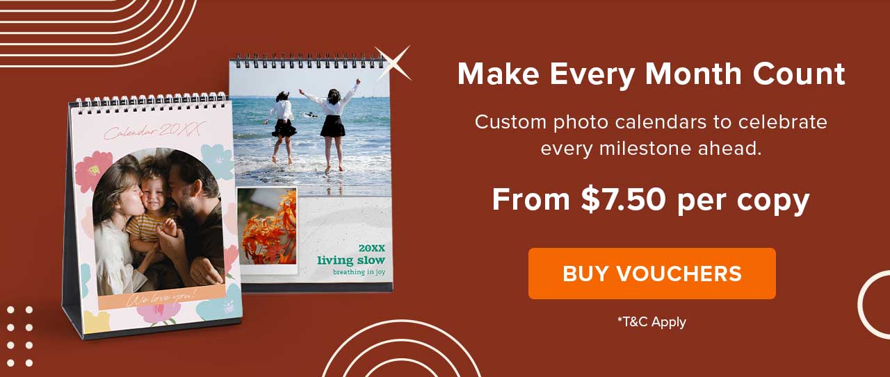 Custom photo calendars from $7.50 per copy | Buy Vouchers