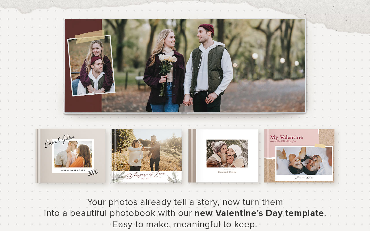 Create a meaningful photobook using our new Valentine’s Day templates