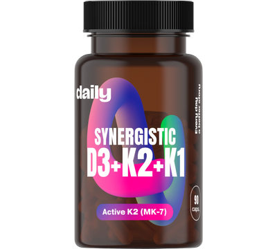 DAILY Synergistic D3 + K2 + K1 90 kapslí