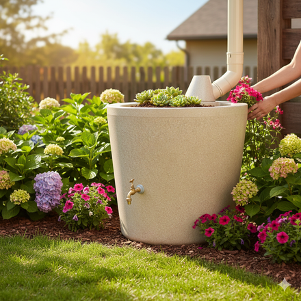 300L Rainwater Tank With Plant Bowl Round.
