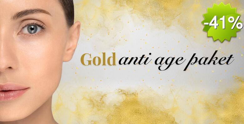 GOLD ANTIAGE PAKET - čišćenje lica ultrazvučnom špatulom, radiofrekvencija, hladni čekić, fototerapija, maska za lice i helix krema u Beauty salonu LaVi